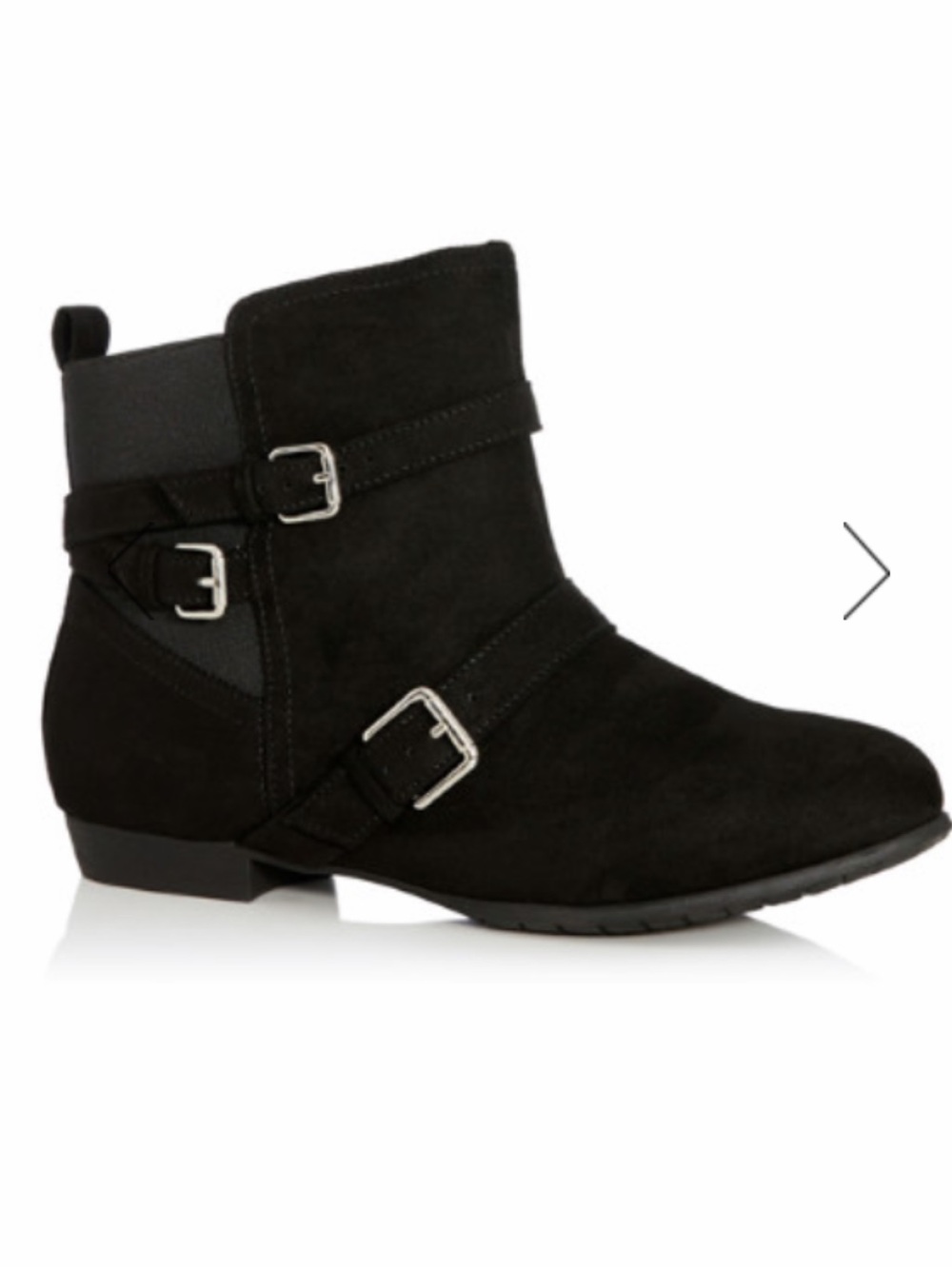 London Fog Black Suede Buckle Ankle Boots - size 10 wide